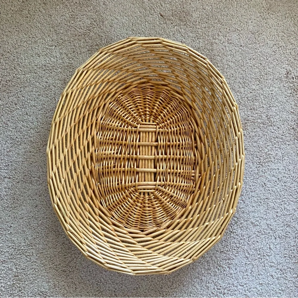 Natural Tan Large Woven Oval Flat Basket